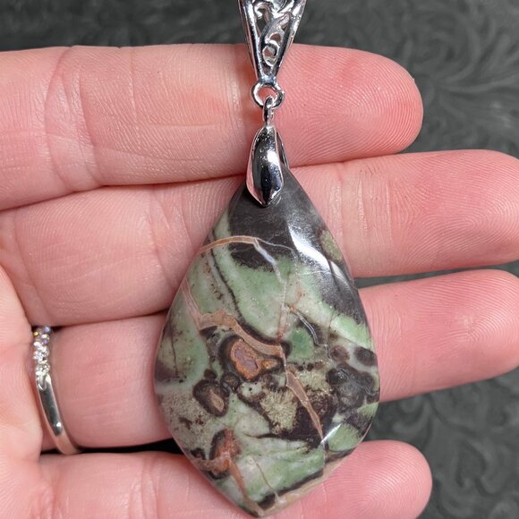 Rainforest Rhyolite Stone Crystal Jewelry Pendant - Picture 1 of 6